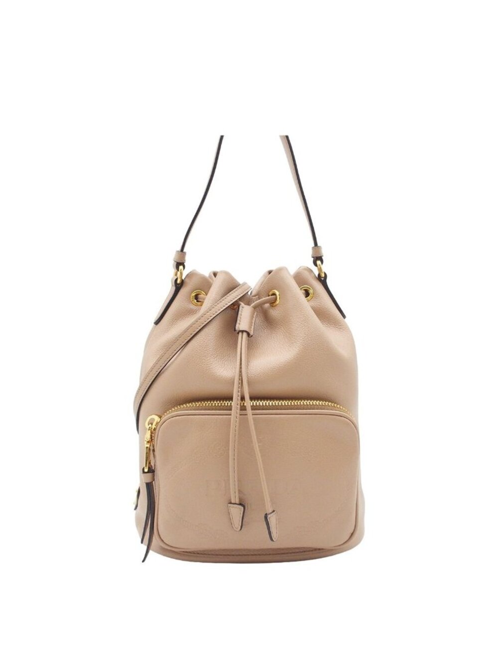 Prada Duet Bucket Bag Cameo Calfskin 2-Way Triangle Logo